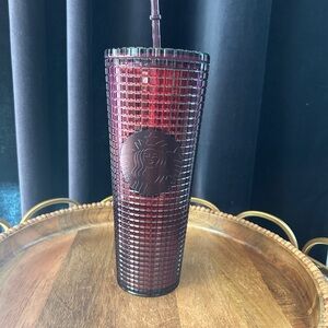 Starbucks Burgundy Textured Tumbler with Straw